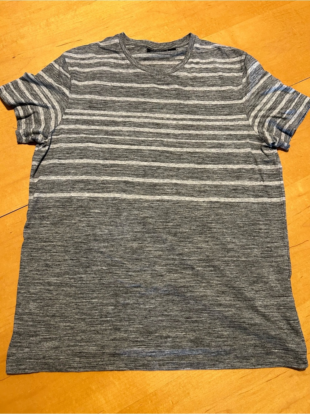 Marc Anthony Gray Striped Short Sleeve Crew Tee